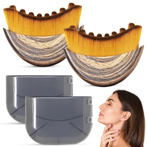 Pack of 2 Lymphatic Contour Face Brush, Lymphatic Drainage Massager, Double Chin Reducer Lymphatic Drainage Brush Anti-Puffiness Ergonomic Facial Cleansing Brush for Sculpting