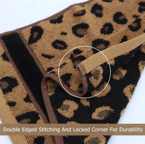 COTTON CRAFT Wash Cloth - Set of 12 Animal Print Safari Decorative Washcloth - 100% Cotton Jacquard Bathroom Face Towel Set - Super Soft Quick Dry Absorbent Luxury Guest Towel - Easy Care - 12 x 12