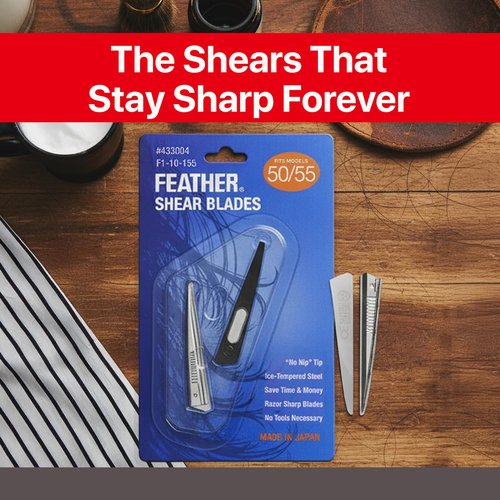 Feather - Switch-Blade Haircutting Shears Replacement Blades - Model 50/55 Scissors for Professional Stylists & Barbers - Stainless Steel - No-Nip Tip - Made in Japan