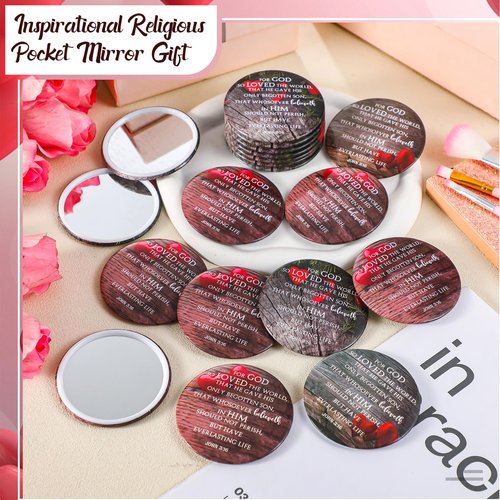 Geetery 30 Pcs Mothers Day Gifts Bulk for Church Compact Mirrors Bible Verse Makeup Mirrors Portable Purse Religious Gifts for Women Friends Office Coworkers Church Members Family