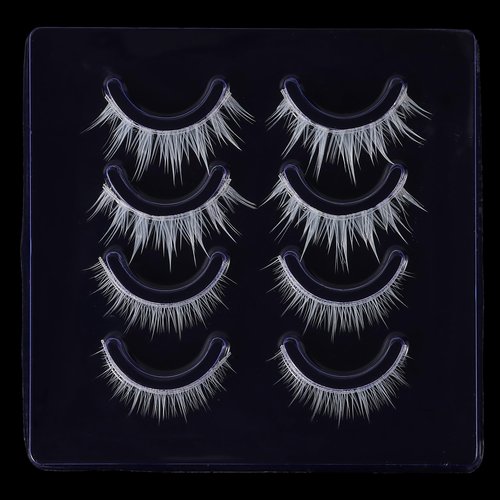 outopen White False Eyelashes Halloween White Eye lashes Extension Tools Anime Cosplay Makeup Natural Looking Masquerade Party Eyelashes (A05-White Manga Lashes 4 Pairs(Upper&Bottom))