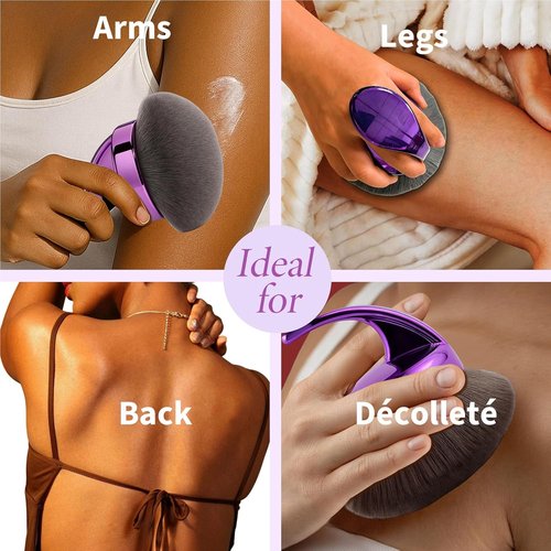 Blend & Blur Ultra Large Body Makeup Brush - 5.11-Inch Wide-Headed Kabuki for Effortless Self Tan Application | Purple