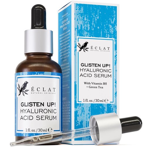 Eclat Skincare Hydrating Hyaluronic Acid Serum - Moisturizing & Plumping Formula with Green Tea & Jojoba Oil | 1 Fl Oz