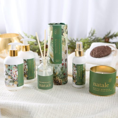 Via Mercato Natale Body Lotion - Moisturizing Non-Greasy Formula | 8.4 Fl Oz, White Spruce Scent