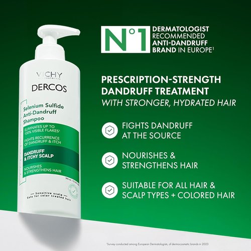 Dercos Dandruff Shampoo - Antifungal Treatment for Itchy Scalp Relief | Prescription Strength Selenium Sulfide