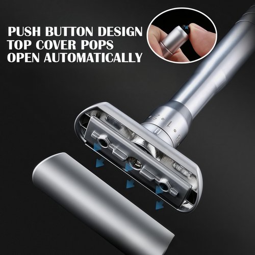 Adjustable Double Edge Safety Razor Shaving Kit for Men & Women - Shaving Brush, 10 Relacement Blades, Cleaning Brush & Razor Holder, Gift for Him, Boyfriend, Dad, Husband