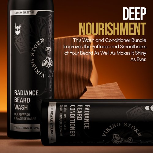 The Beard Struggle Beard Growth Kit for Men includes Beard Balm, Beard Oil, Beard Wash, & Beard Conditioner - Silver Collection - Viking Storm