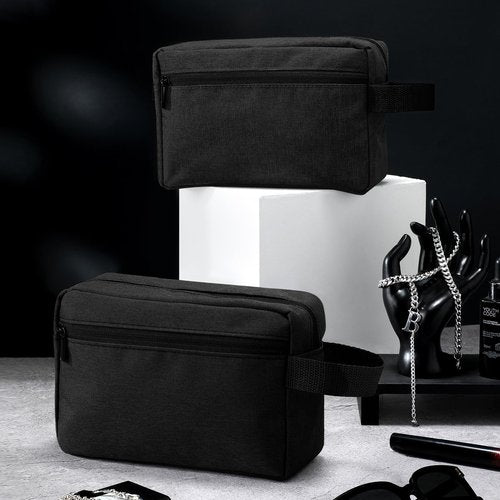 4 Pcs Toiletry Bag Water Resistant Shaving Toiletry Travel Cosmetic Bag for Men Portable Storage for Women Makeup Pouch Organizer with Large Capacity for Toiletries(Black,Plain)