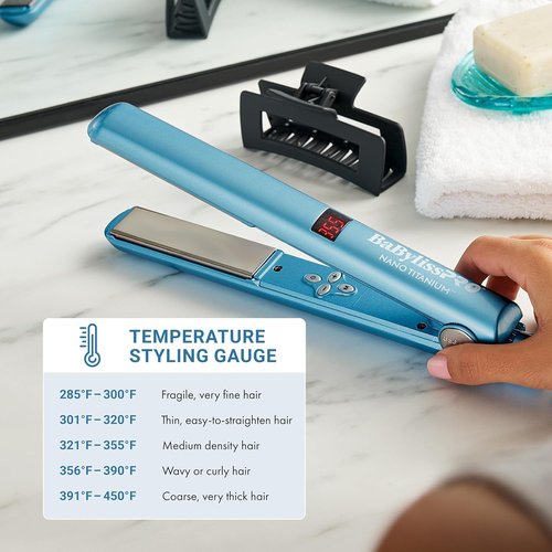 BaBylissPRO Nano Titanium Flat Iron - Digital Hair Straightener for All Hair Types | Salon Quality Results
