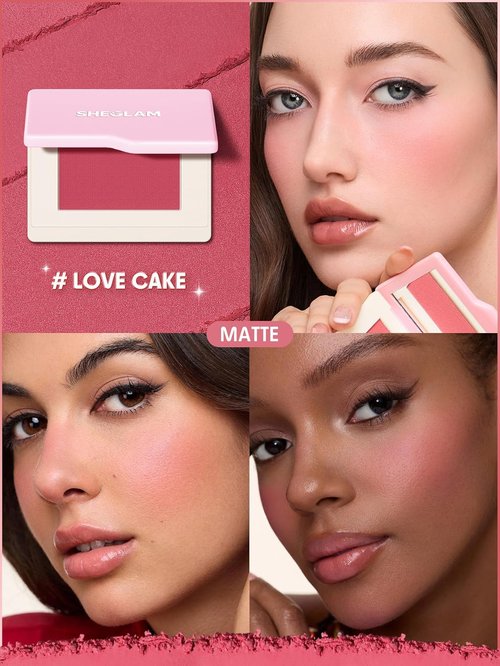 SheGlam Dream Touch Blush - Lightweight, Smooth, Blendable Powder Blush in Love Cake