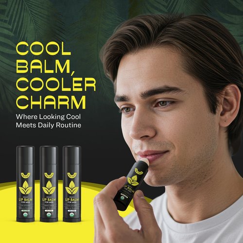 ChapChamp Lip Balm for Men - Mens Lip Balm Vitamin E and Beeswax - Chapstick for Men - Peppermint, Coconut & Vanilla - Made in the USA (USDA Organic, 6 Pack)