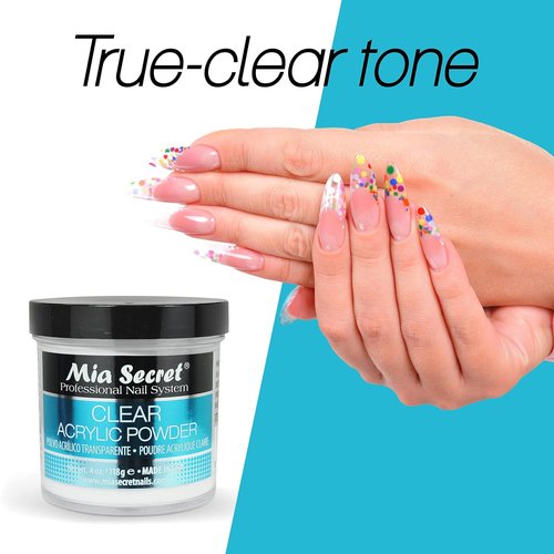 Mia Secret Clear Acrylic Powder - Professional Quality 4oz for Nail Enhancements