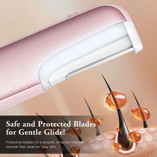 Dermaplaning Tool for Women Face - Edge Technology Sonic Dermaplane Razor for Facial Exfoliation & Peach Fuzz Hair Removal with 10 Refill Blades (Pink)