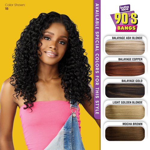 Sensationnel Butta Lace 90Sbangs Wigs - Unit 915 Glueless Wide Deep Part Synthetic Preplucked Hairline (BALAYAGEASHBLONDE)