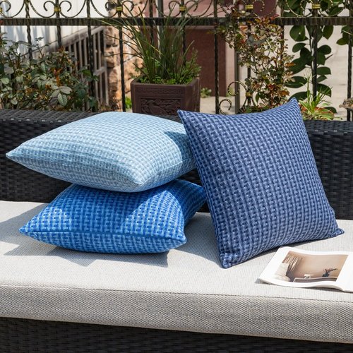 Kevin Textile Outdoor Waterproof Throw Pillow Covers - 18x18 Inch Navy Blue | Decorative Cushions for Garden & Patio