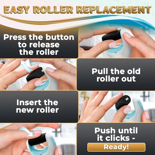 11 Pcs Replacement Rollers for Electric Foot Callus Remover Tool - 7 Extra Coarse & 4 Regular Coarse Refill Heads (1.92 x 0.65 Inches), Micro-Diamond Crystals - Compatible with Amope Pedi Perfect Pro