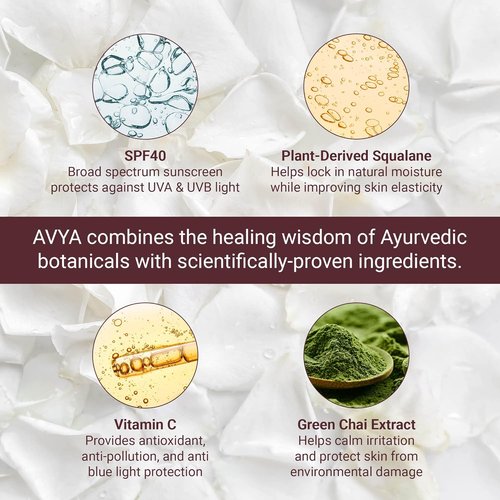 AVYA SPF 40 Sheer Tinted Moisturizer - Hydrating Hyaluronic Acid & Green Chai for Balanced Skin | Fair & Light Shade #1 (1.7oz/50ml)