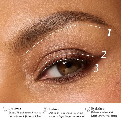 LAURA GELLER 3 E’s Eyeliner, Eyelash & Eyebrow Kit for Mature Skin - Blonde | Longwear Kajal Eyeliner & Mascara