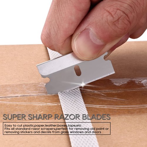 REXBETI 200PCS Single Edge Razor Blades, Industrial Razor Blades for Scraper, Suitable for Removing Labels, Decals, Stickers and Old Paint