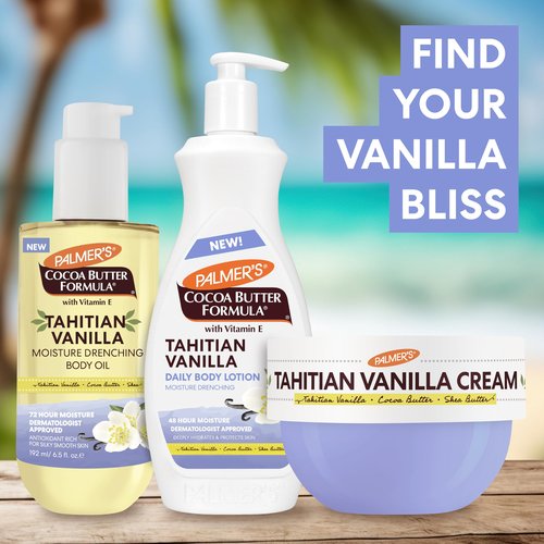 Palmer's Cocoa Butter Formula Body Oil, Moisture Drenching Tahitian Vanilla, 6.5 Oz, 72Hr Hydration with Shea Butter & Vitamin E for Softer Skin, Protects & Soothes Dryness, Dermatologist Approved