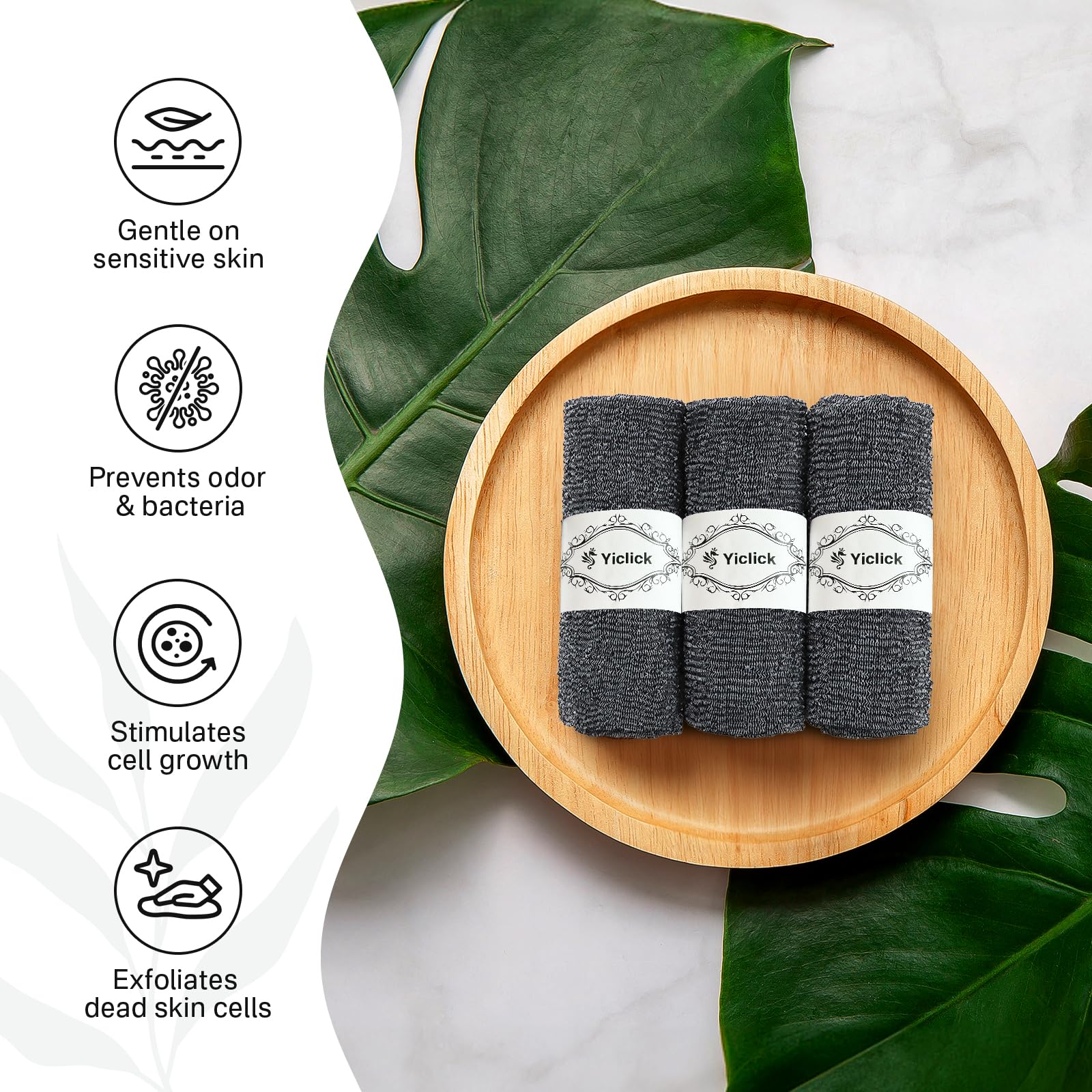 Yiclick Exfoliating Washcloth Towel- Exfoliating Body Scrubber Exfoliator, Back Scrubber for Use in Shower Bath, Exfoliate Rags Wash Cloths, Loofah Lufa Sponge, Body Scrub, Women Men