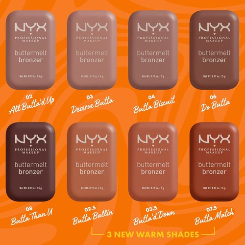 NYX PROFESSIONAL MAKEUP Matte Buttermelt Bronzer - Longwear Vegan Face Makeup, 12-Hour Wear | All Butta'D Up (Light Medium Neutral)