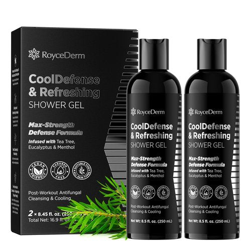 Roycederm Antifungal Body Wash for Men – Helps with Athlete’s Foot, Jock Itch & Ringworm – Cooldefense Shower Gel with Tea Tree & Menthol Post-Workout Cleanse – SLS-Free, 2 Pack