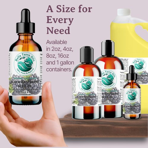 Bella Terra Oils - Black Raspberry Seed Oil 16 oz - Harness the Nutritional Excellence of Red Raspberry Oil, Abundant in Linoleic Acid & Alpha Linolenic Acid, The Ultimate Skin Luxury