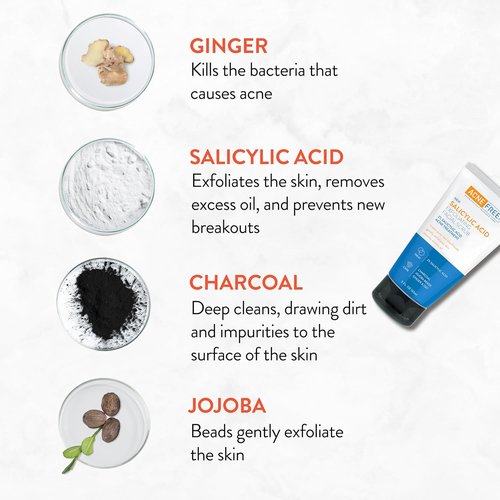 **Acne Free Salicylic Acid Face Scrub - 2% BHA Blackhead Remover & Deep Cleanser with Charcoal, 5 Ounce**