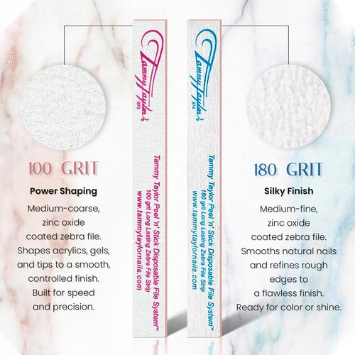 Tammy Taylor 100 Grit Acrylic Finger Nail Files for Women, 100/180 Limas para Uñas & Emery Boards for Nails, Professional Manicure Tools, Salon Art Supplies & Accessories, Disposable Fingernail File