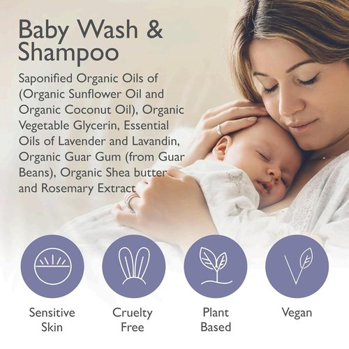 SoCal Suds & Company Baby Body Wash & Shampoo - Natural Lavender Formula for Sensitive Skin | 12oz Bottle