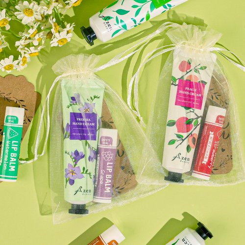 AZEN 30 Sets Bulk Gifts, Hand Cream and Lip Balm Bulk Set with Organza Bag Thank You Card, Baby Shower Wedding Gifts for Guests, Bridal Wedding Favors