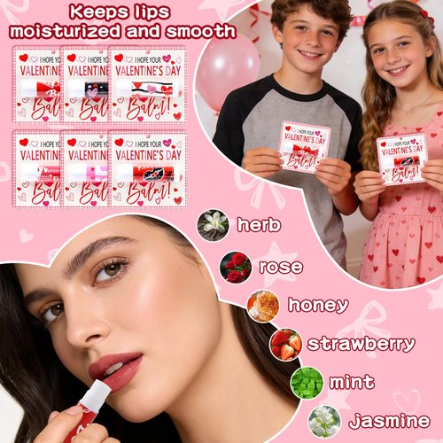QAUYETM 30 Pcs Valentine Lip Balms Bulk Valentine's Day Gifts for Women Galentines Chapstick Gloss 6 Assorted Flavors for Wedding Bridal Shower Birthday Party Favours