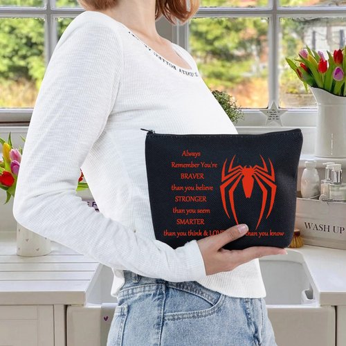 LEVLO Spider Movie Cosmetic Make Up Bag Movie Fans Inspired Gift You Are Braver Stronger Smarter Than You Think Spider Makeup Zipper Pouch Bag For Women Girls (Spider B Bag)