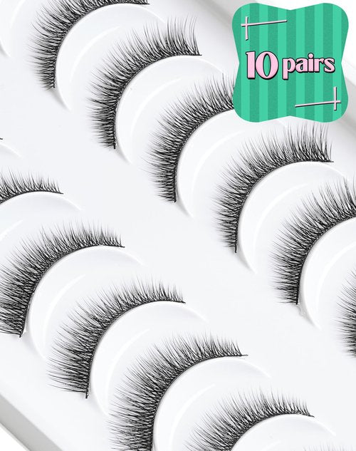 Natural Eyelashes Natural Look Small Lashes Short Eyelashes Natural Lashes False Eyelashes Wispy Eye Lashes Pack 10 Pairs D-M05