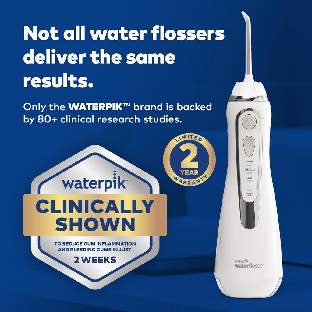 Waterpik Cordless Advanced 2.0 Water Flosser - Portable Dental Care with Travel Bag & 4 Tips, Black