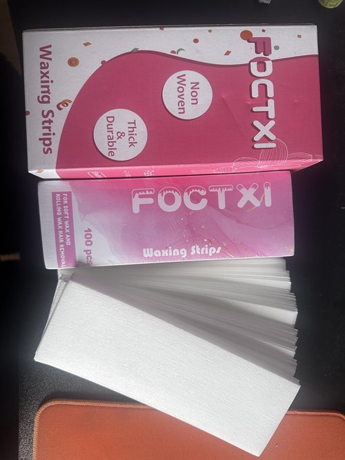 FOCTXI 200 Wax Strips Large Non-woven, Use with Warm Soft Wax for Hair Removal, Waxing Strip Suitable for Legs, Arms, Bikini & Body, 8'' x 2.75''