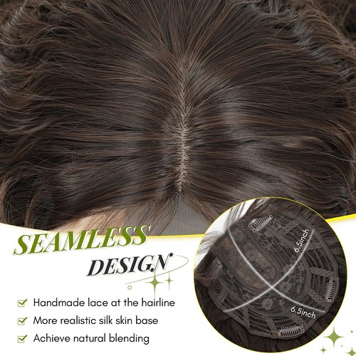 Natural Curly Hair Topper for Women-20inch Lightweight & Breathable Topper Hair Pieces for Thinning Hair, Heat Resistant Fiber Wiglet with Lace Edge to Blending well, Perfect for Daily Use & Styling