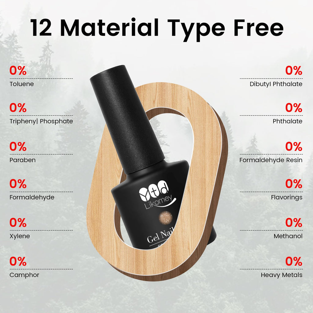 YTD Likomey Reflective Glitter Gel Nail Polish with Base Coat and Top Coat Set,Fall Winter Falsh 6 Colors Shimmer Black Silver Pink Blue Red Gold Diamond Sparkle UV Color Varnish Kit,8 Pcs 7.5 ml