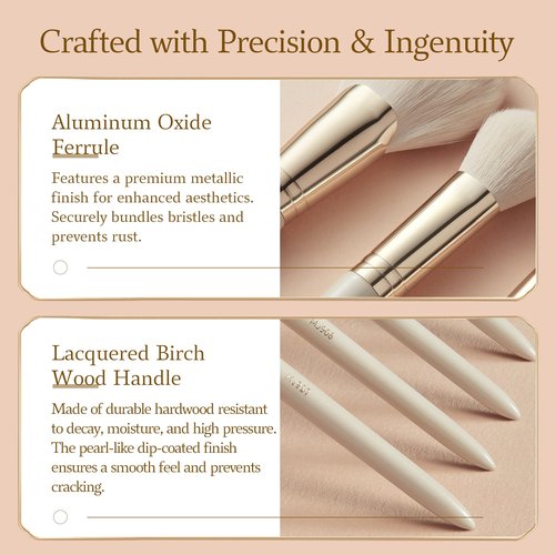Bisque Series Fan Highlighter Brush to Enhance Glow on Cheekbones Nose Painted Birch Handle with Soft Nylon Bristles MJ904