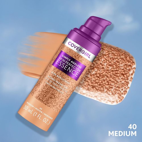 Covergirl Simply Ageless Foundation - Tinted Skincare Makeup Hybrid, 40 Medium, Radiant Finish, 1.0oz