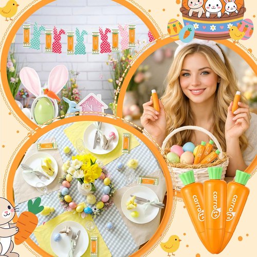 Skiennix Carrot Lip Balm - 6 Pcs Moisturizing Easter Beauty Gifts | Nourishing Spring Basket Stuffers
