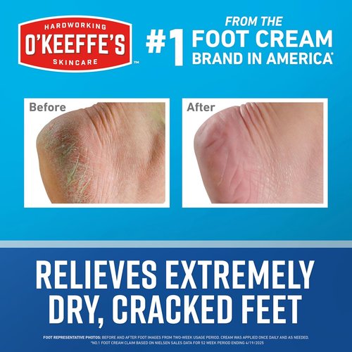 O'Keeffe's Foot Cream - Guaranteed Relief for Extremely Cracked, Dry Feet - 3 oz Tube (2 Pack)