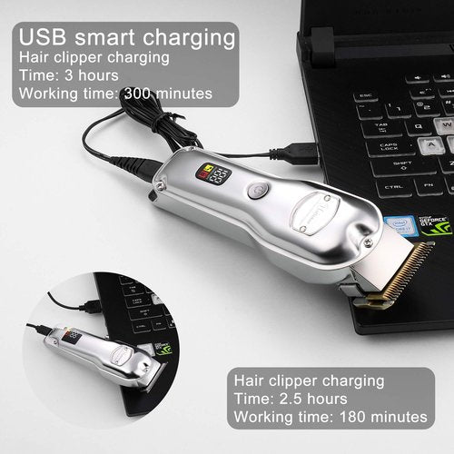 Hatteker Hair Clipper for Men IPX7 Waterproof Cordless Barber Clipper for Hair Cutting Kit with T-Blade Trimmer Beard Trimmer Clipper Professional USB Rechargeable