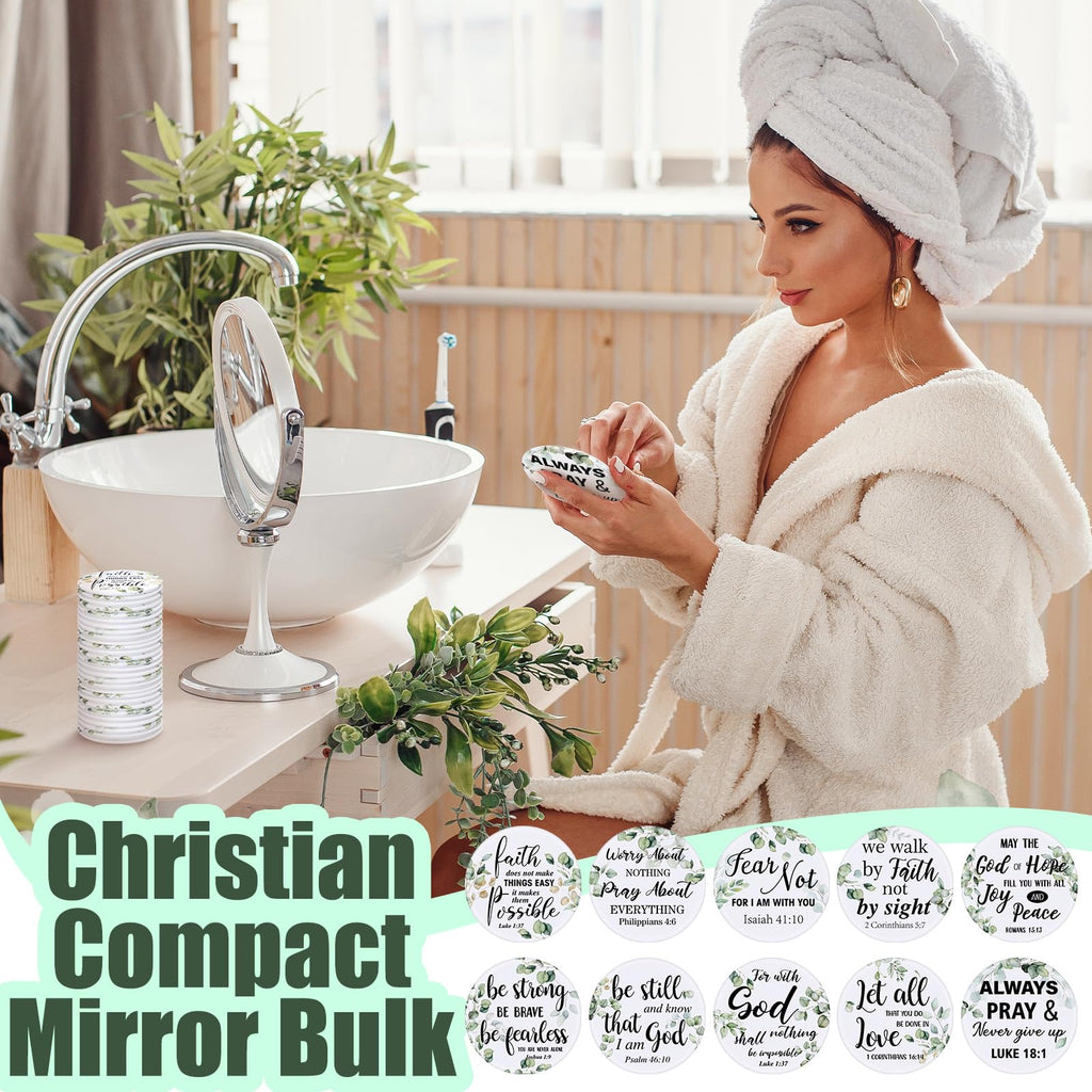 Yaomiao 160 Pcs Christian Gifts Compact Mirror Bulk for Women, Mini Inspirational Bible Verse Scripture Pocket Mirrors, Christmas Religious Gift for Women Employee Coworker Sunday Church Party Favor