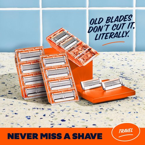 Dollar Shave Club | Travel Shave Set | 4 Swift Rinse Refill Cartridges, 1 Handle (Blue), 1 Razor Cover