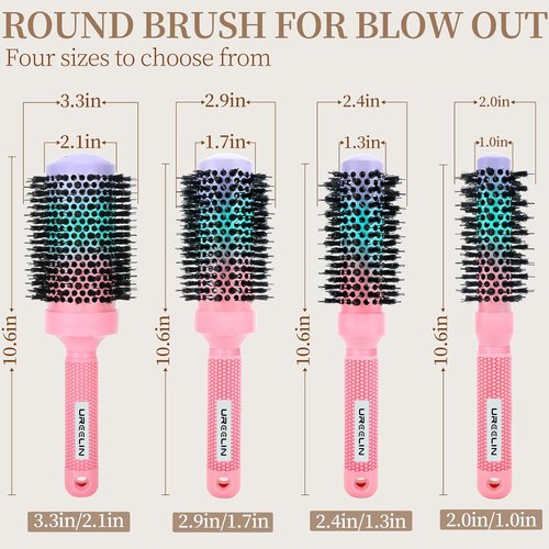 UREELIN Round Brush - 2.1 Inch Large Nano Thermal Ceramic & Ionic Hair Tool for Volumizing, Curling & Smoothing