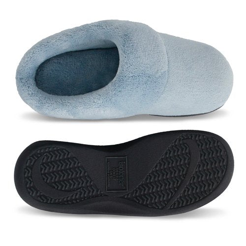 isotoner Women's Classic Clog Slippers with Memory Foam Comfort and Non-slip Sole Slipper, Blue Fog, 8.5-9