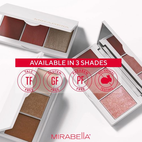 MIRABELLA - Megastar Pro Face Trio Powder Contour Palette with Bronzer, Cream Highlighter & Contour Powder, Lightweight Buildable 3-in-1 Highlighters Makeup for a Sculpted Look, All Skin Types