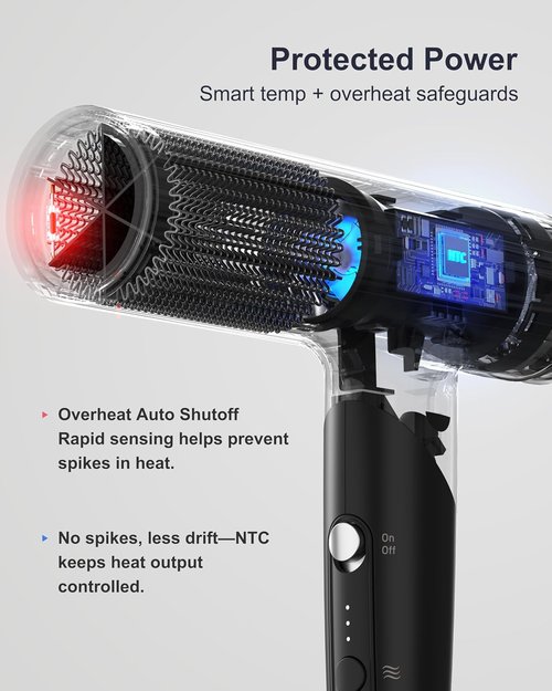 Annlary Hair Dryer - Ionic Blow Dryer with Diffuser for Curly Hair | Low Noise & Travel-Friendly Design
